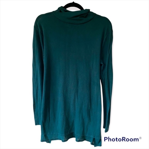 Simply Vera Mock Turtleneck Tunic Style Shirt Tie Back Teal - Picture 2 of 6